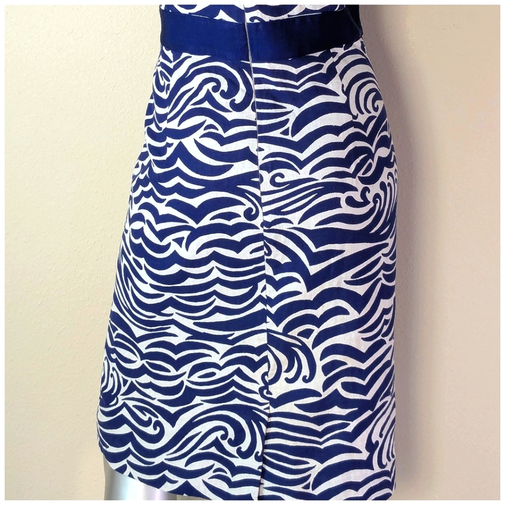 "ANTONIO MELANI" 100% Cotton Abstract Nautical Costal Tea Party Cocktail Dress - Picture 10 of 11